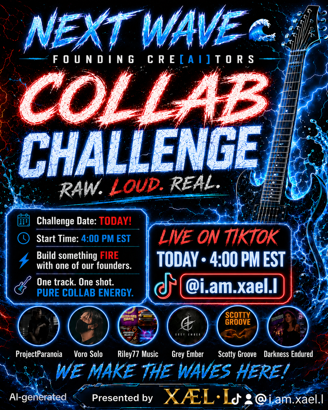 NEXT WAVE Collab Challenge poster for the founding CRE[ai]tors